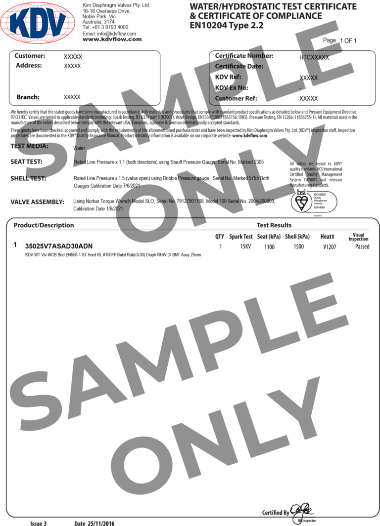 KDV Sample Certificates 1